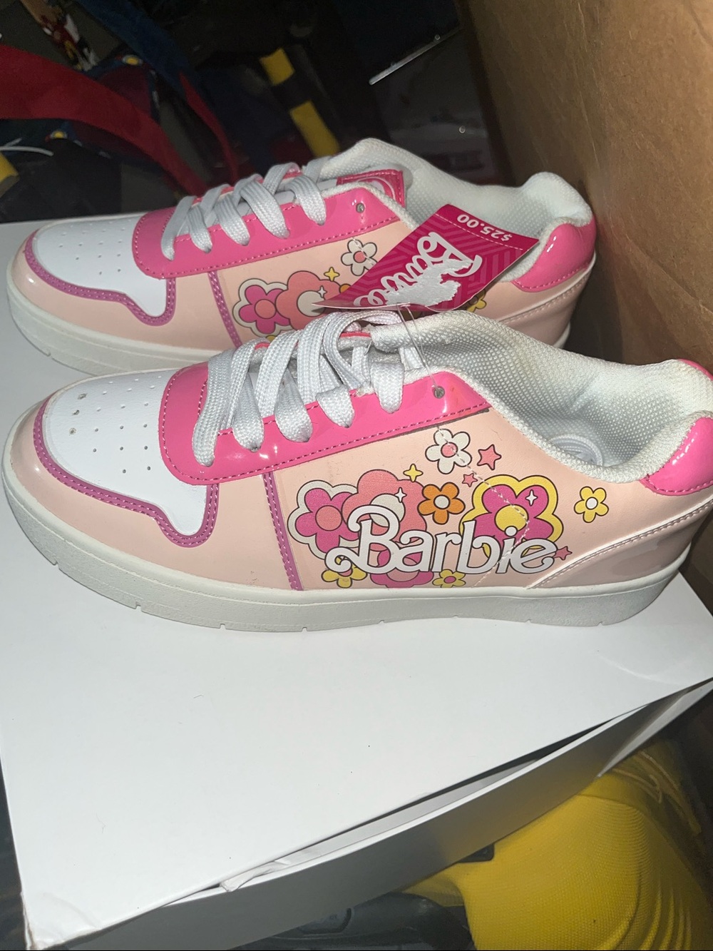Barba Pink White Floral Graphic Low-Top Sneakers